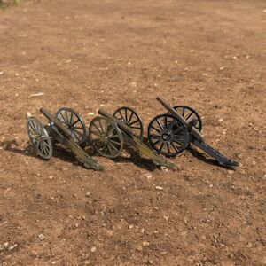 Vintage Miniature Cast Iron Brass Model Cannons Japan Collectible Flaws READ